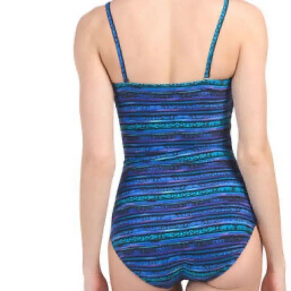 Miraclesuit Blue Secret Sanskrit Gaia One Piece Swimwear in Size US 8